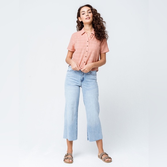 FREE🌟 Tilly’s Sky & Sparrow plaid Cream Camp Shirt Sheer White Linen Button Down - Picture 8 of 8